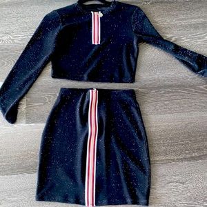 Black and red two piece skirt set